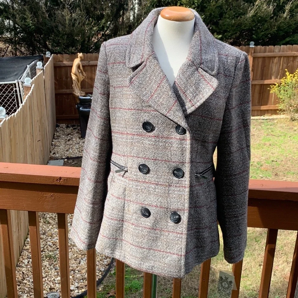 MARALYN & ME Juniors' Notched-Collar Double-Breasted Peacoat - Medium - Picture 2 of 11